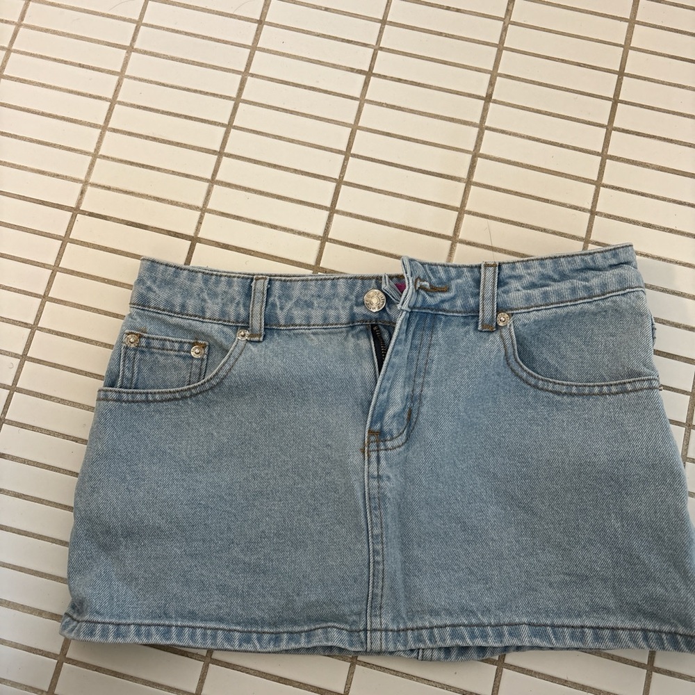 Edikted Light Blue Denim Mini Skirt